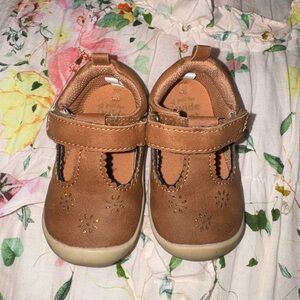 Brown Baby Shoes with Floral Cutouts
